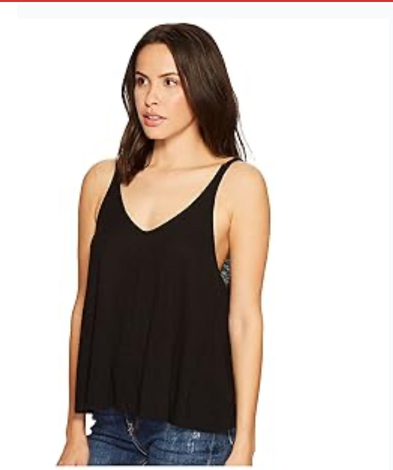 Free People Dani Tank Top for Women - Thin Shoulder Straps with Sleeveless Construction, and Lightweight Slouchy Fit Tank Black 2XS (Women's 00) One Size