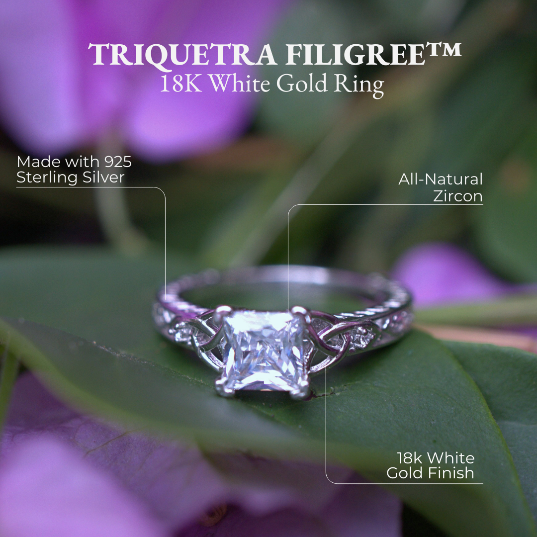 Timeless Triquetra™ 18K White Gold Filigree Ring