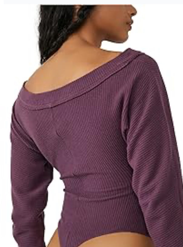 Free People Lovin This Feeling Bodysuit Fig Jam XS (Women's 0-2)