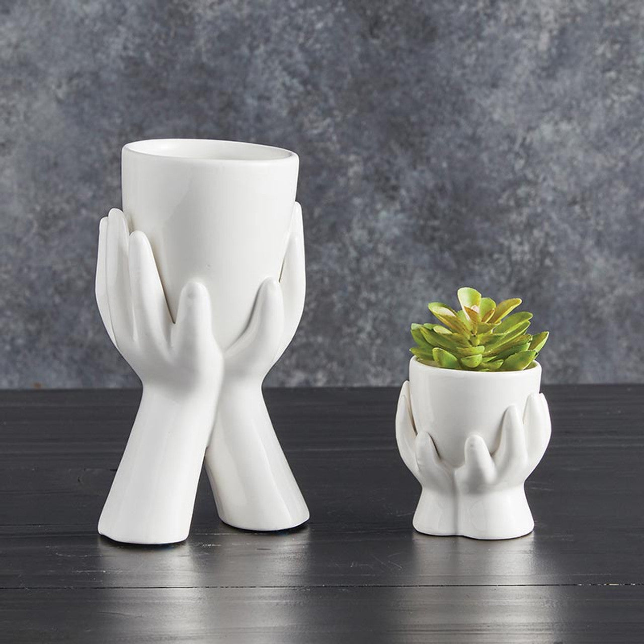 Ceramic Hands Mini Planter | Decorative Mini Aesthetic Plant Pot for Succulents & Flowers