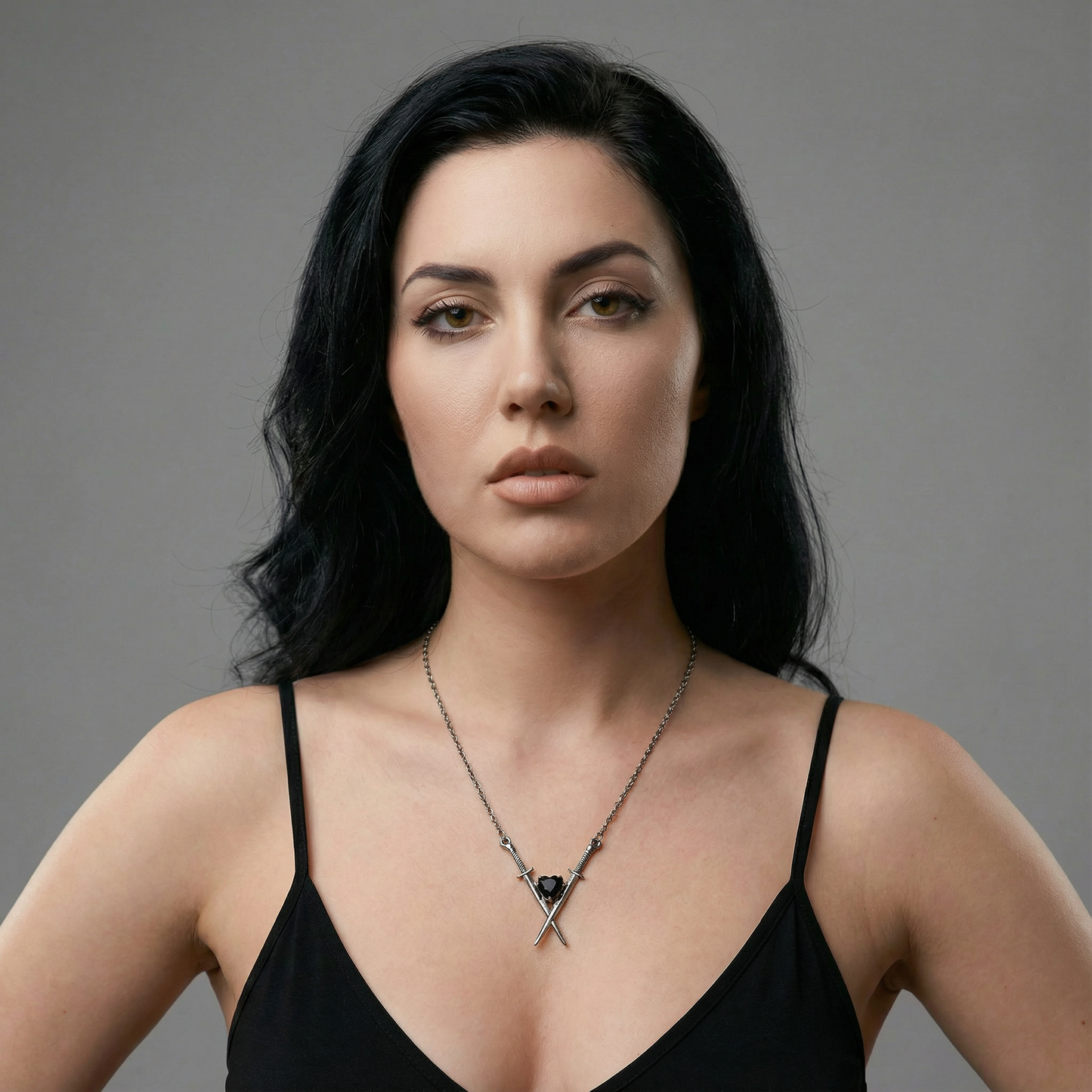 Crossed Swords ⚔️🖤⚔️ Necklace in Silver