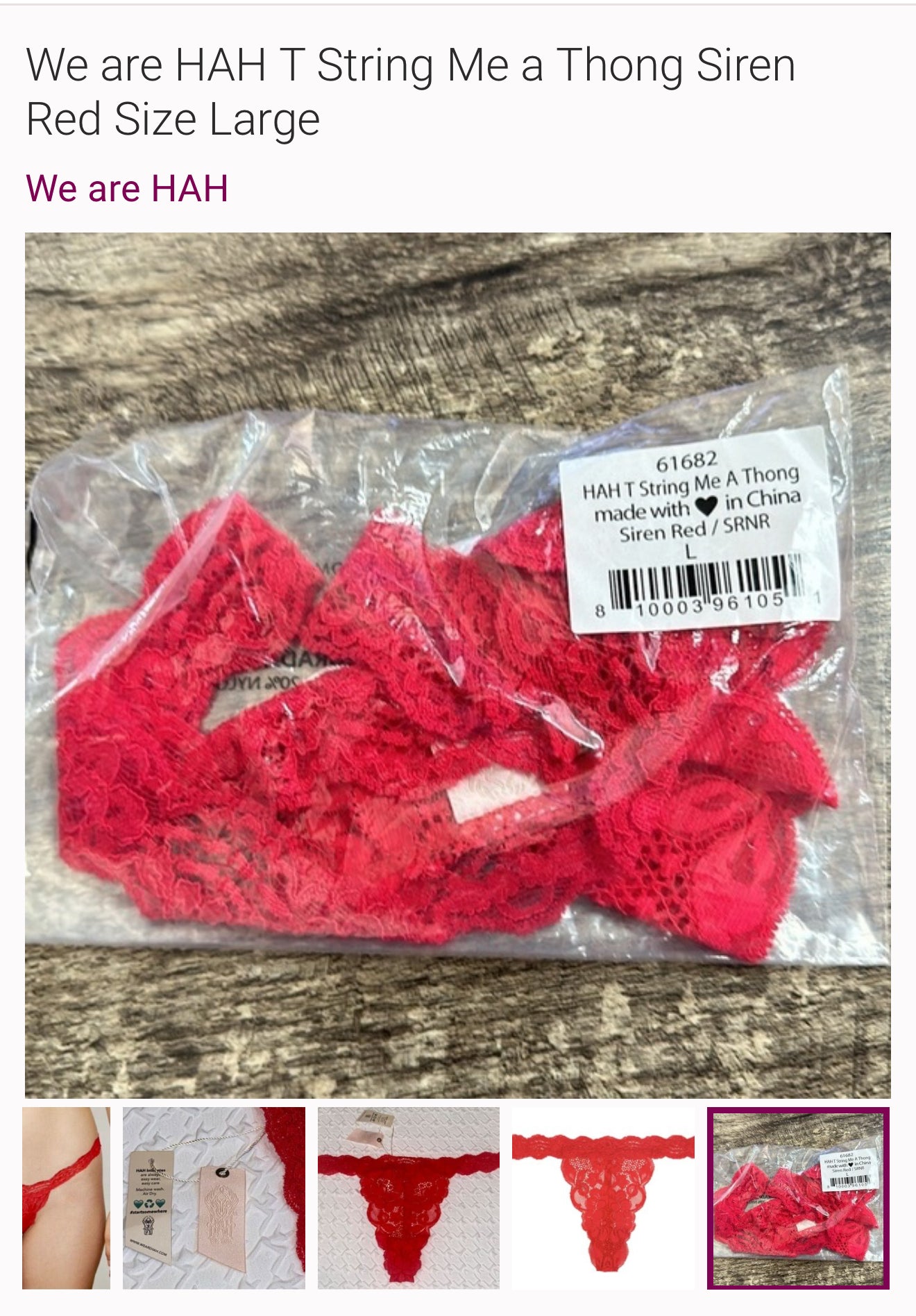 We are HAH T String Me a Thong Siren Red Size Large