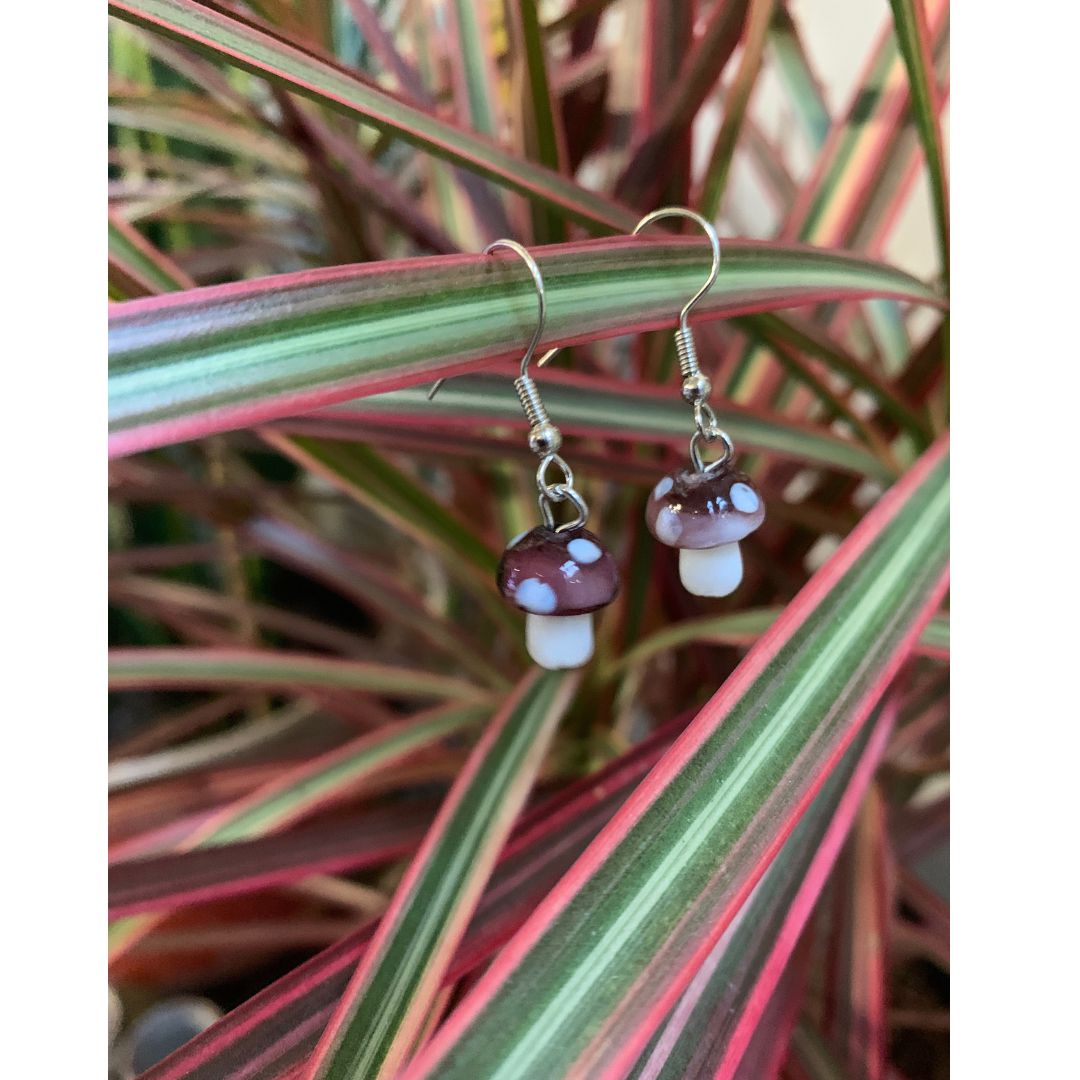 Deep Forest Mushroom Hook Earrings