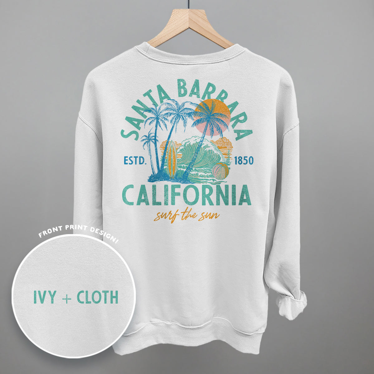 Santa Barbara, CA Surf The Sun (Back Print)