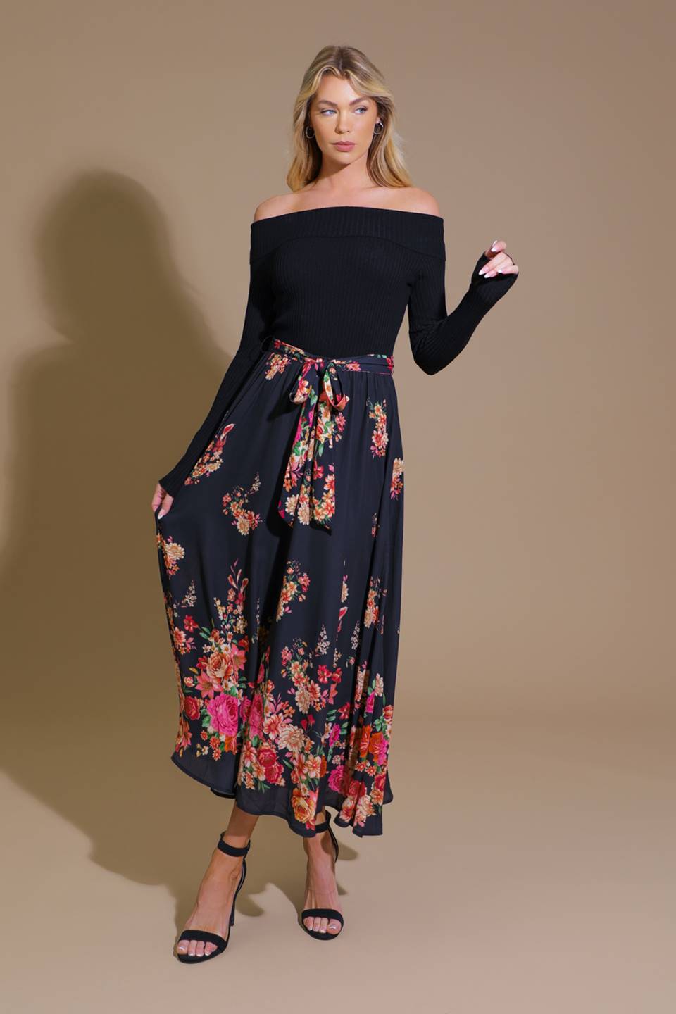 MORNING SONG SWEATER WOVEN MIDI DRESS