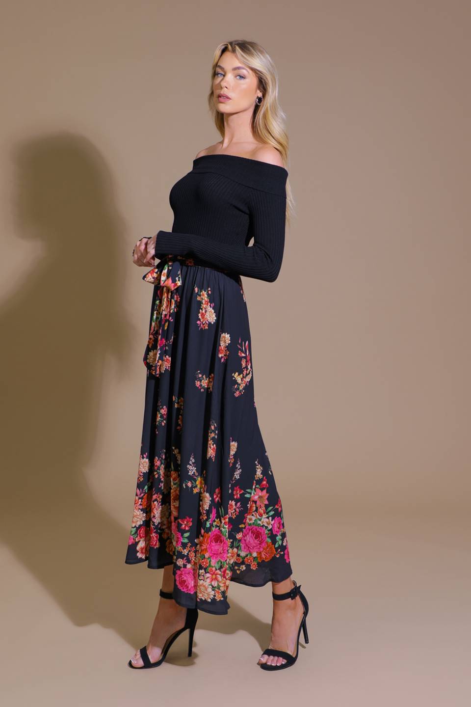MORNING SONG SWEATER WOVEN MIDI DRESS