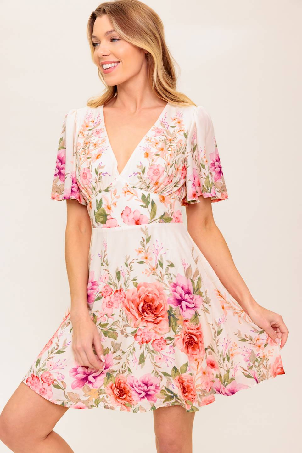 THE WORLD AWAITS LIGHT PINK WOVEN MINI DRESS