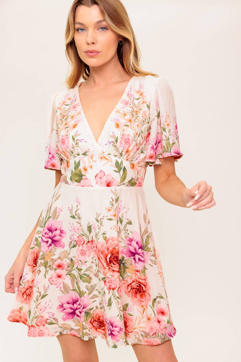 THE WORLD AWAITS LIGHT PINK WOVEN MINI DRESS
