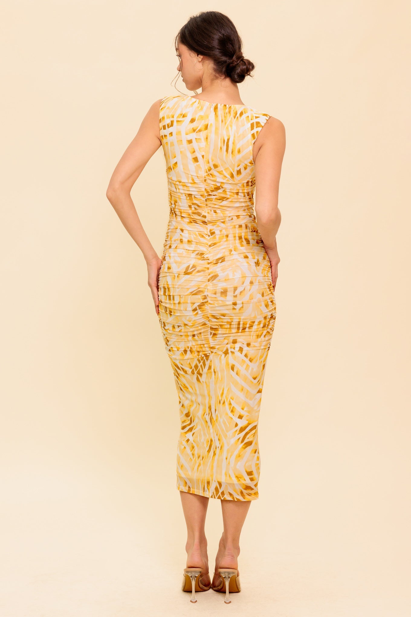 SWEET AS EVER POWER MESH BODYCON MIDI DRESS
