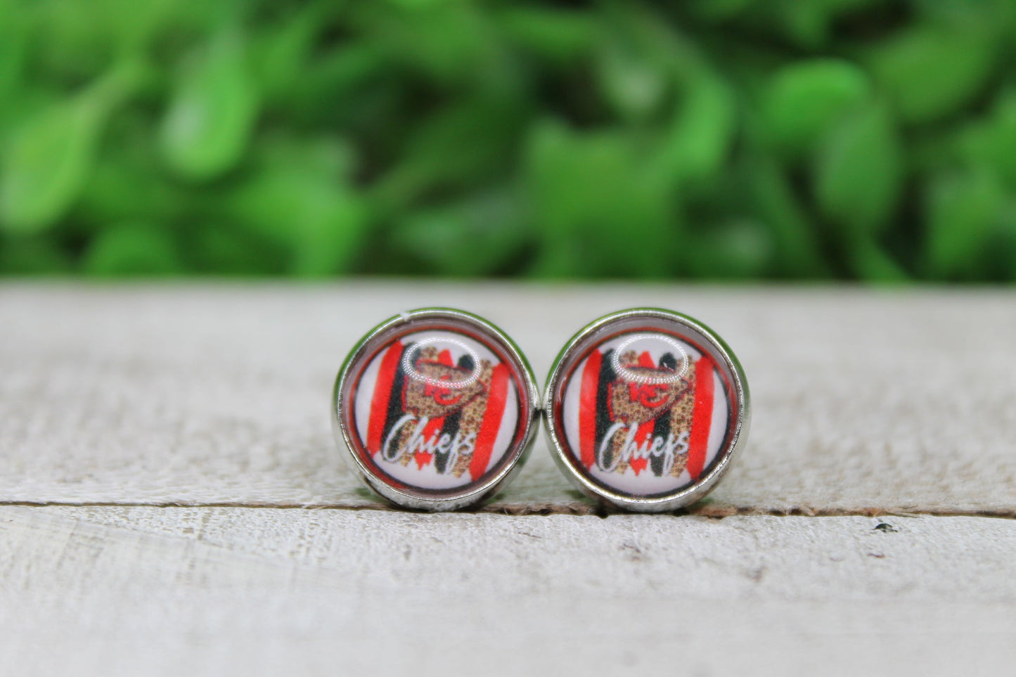 KC Chiefs Leopard Brushstrokes • Stud Earrings