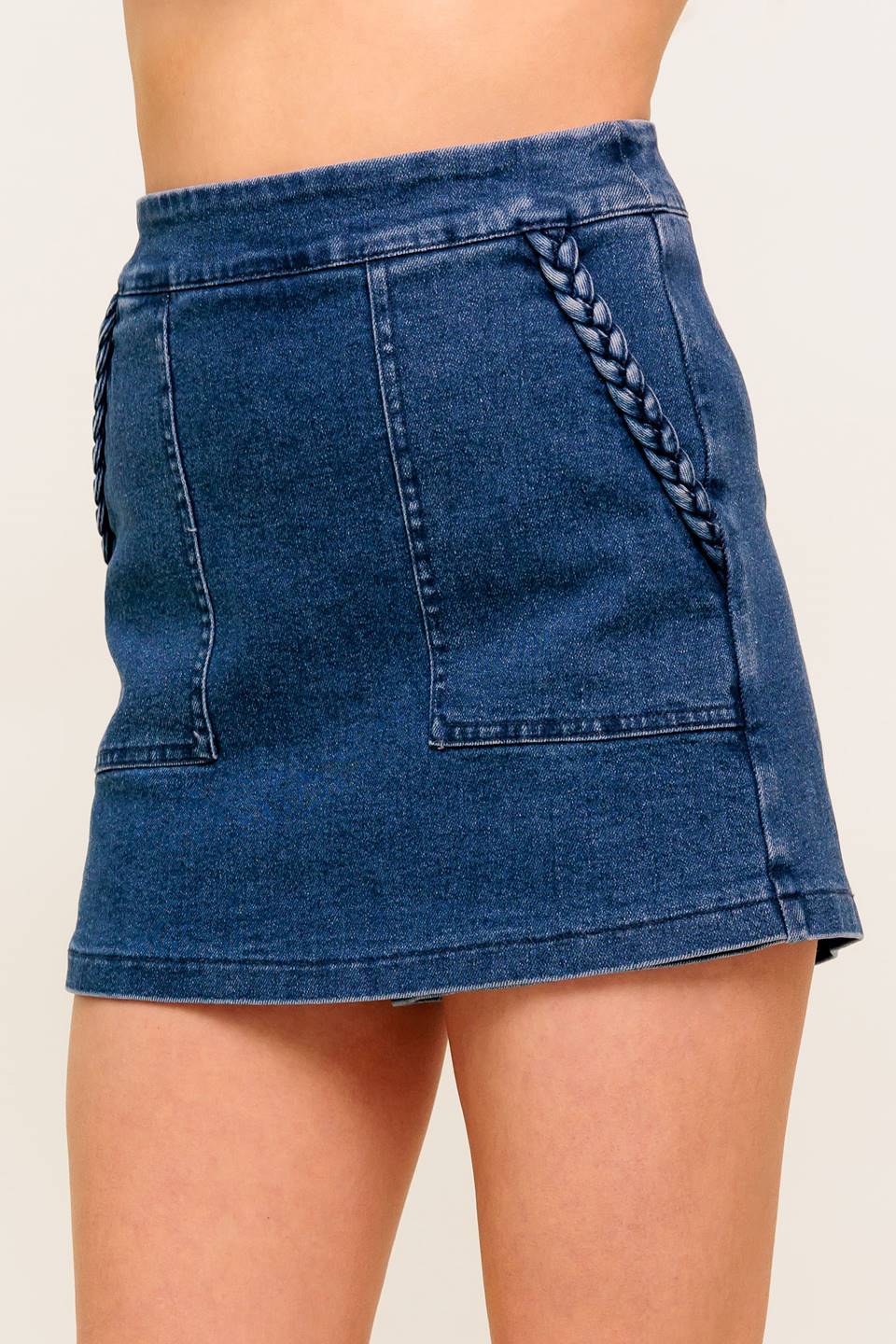 MOONLIGHT EMBRACE MEDIUM INDIGO DENIM SKORT