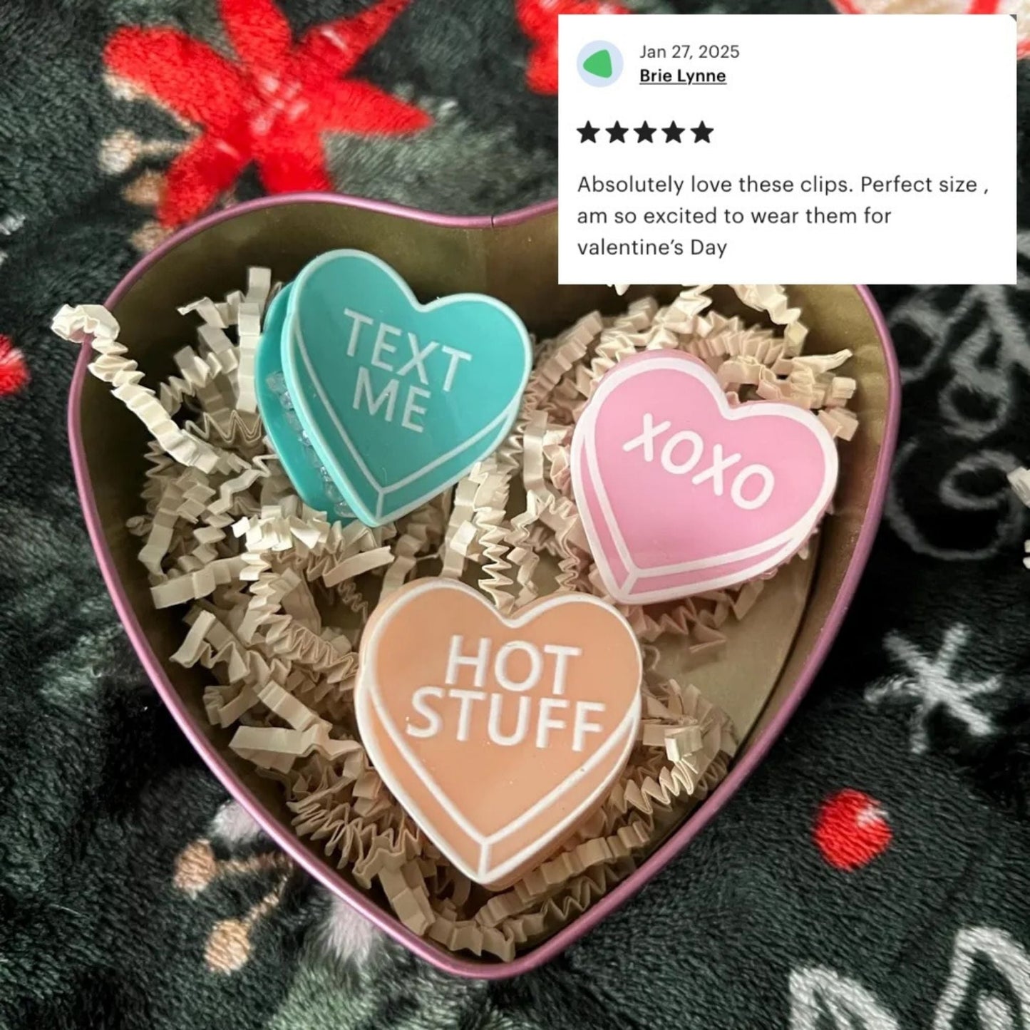 Romantic Set of 3 Mini Heart Claws in Heart Shaped Gift Box