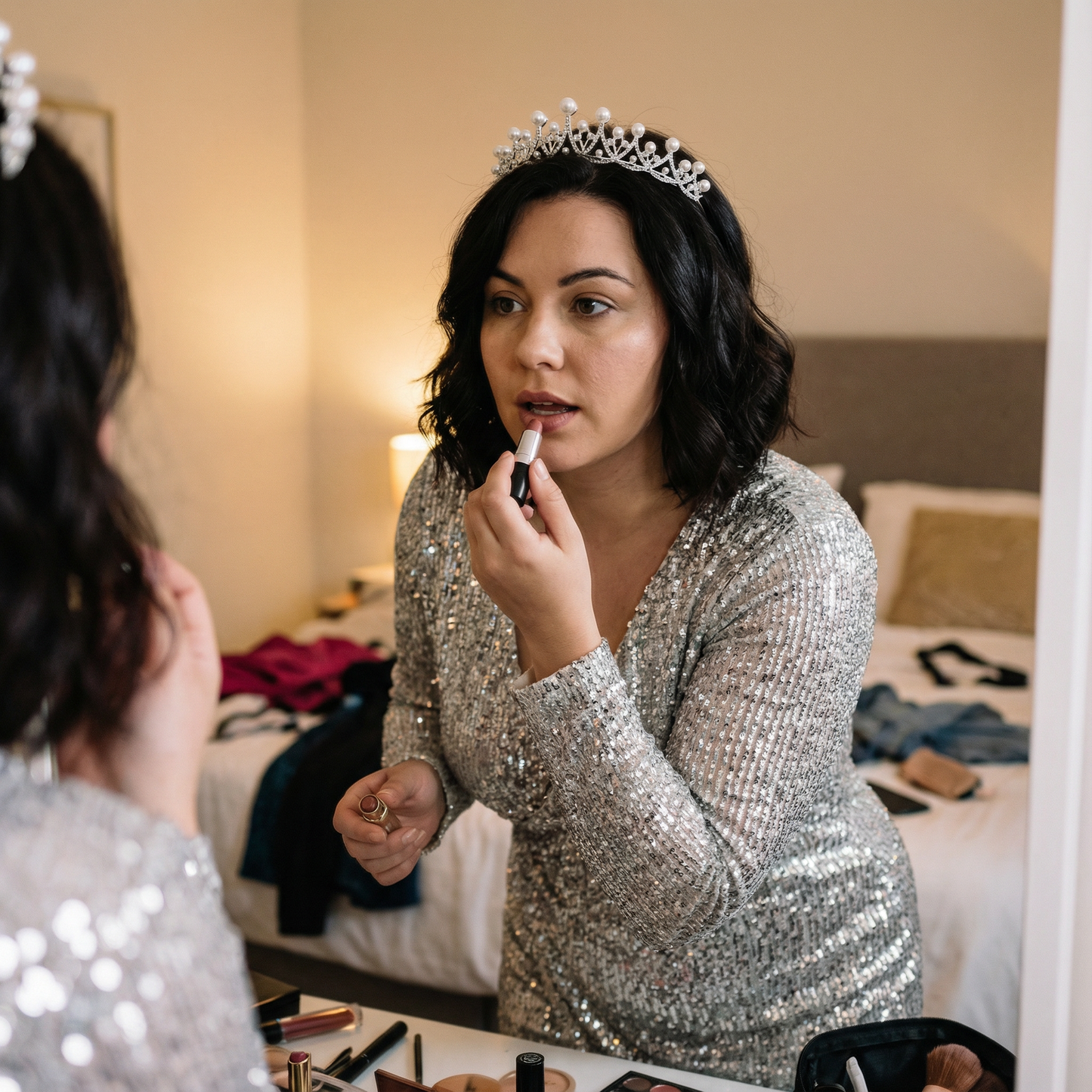 The Age of Pearls Crown Tiara in Silver | Royalty Crown Party or Bridal Hair Accessory