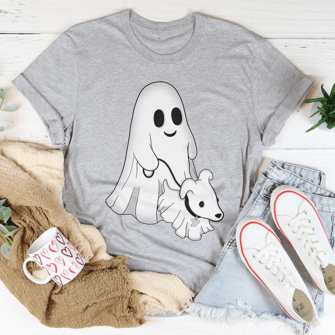 Cute Ghost Walking Dog Tee