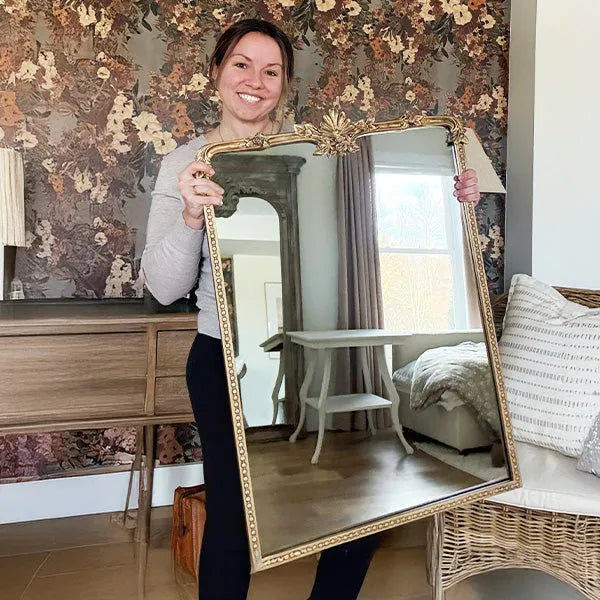 Ornate Golden Floral Rectangular Mirror