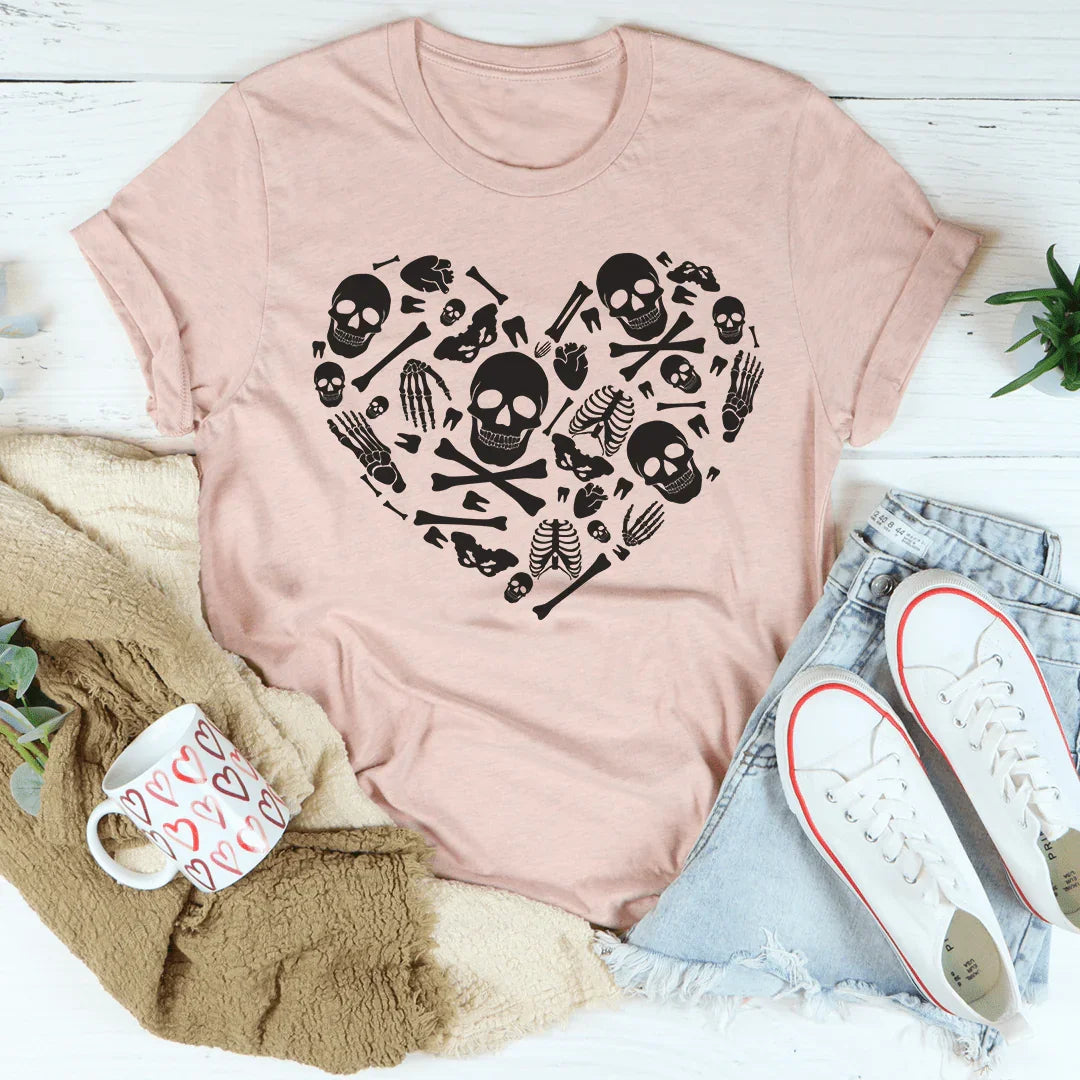 Skeleton Bones Heart Tee