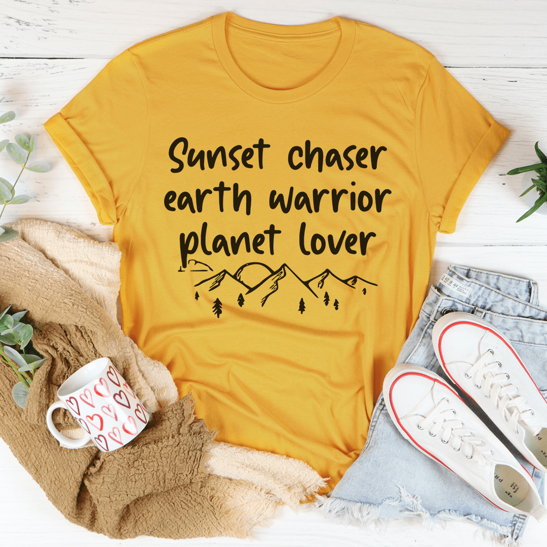 Sunset Chaser Earth Warrior Planet Lover Tee
