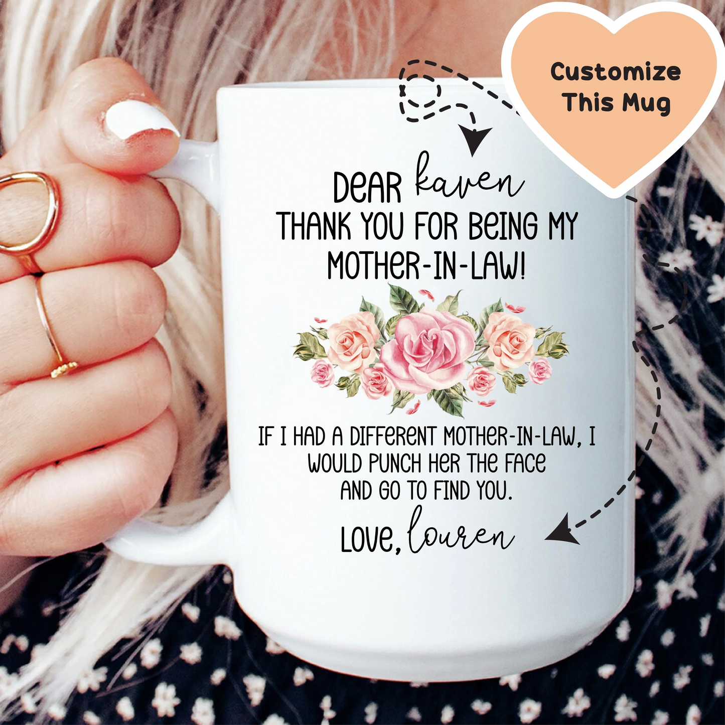 Thank For Being My Mother In Law Custom Mug