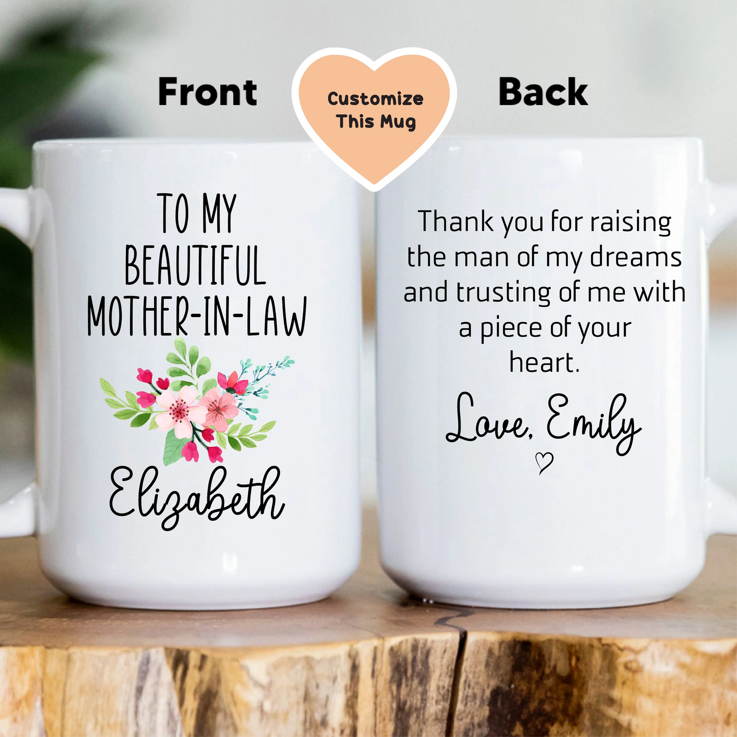 To My Beautiful Mother In Law Custom Mug