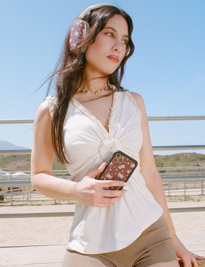 Brown Floral Airpod Max Case