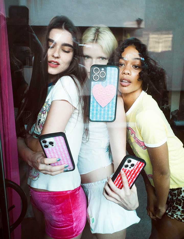 Gingham Hearts | Blue iPhone Case