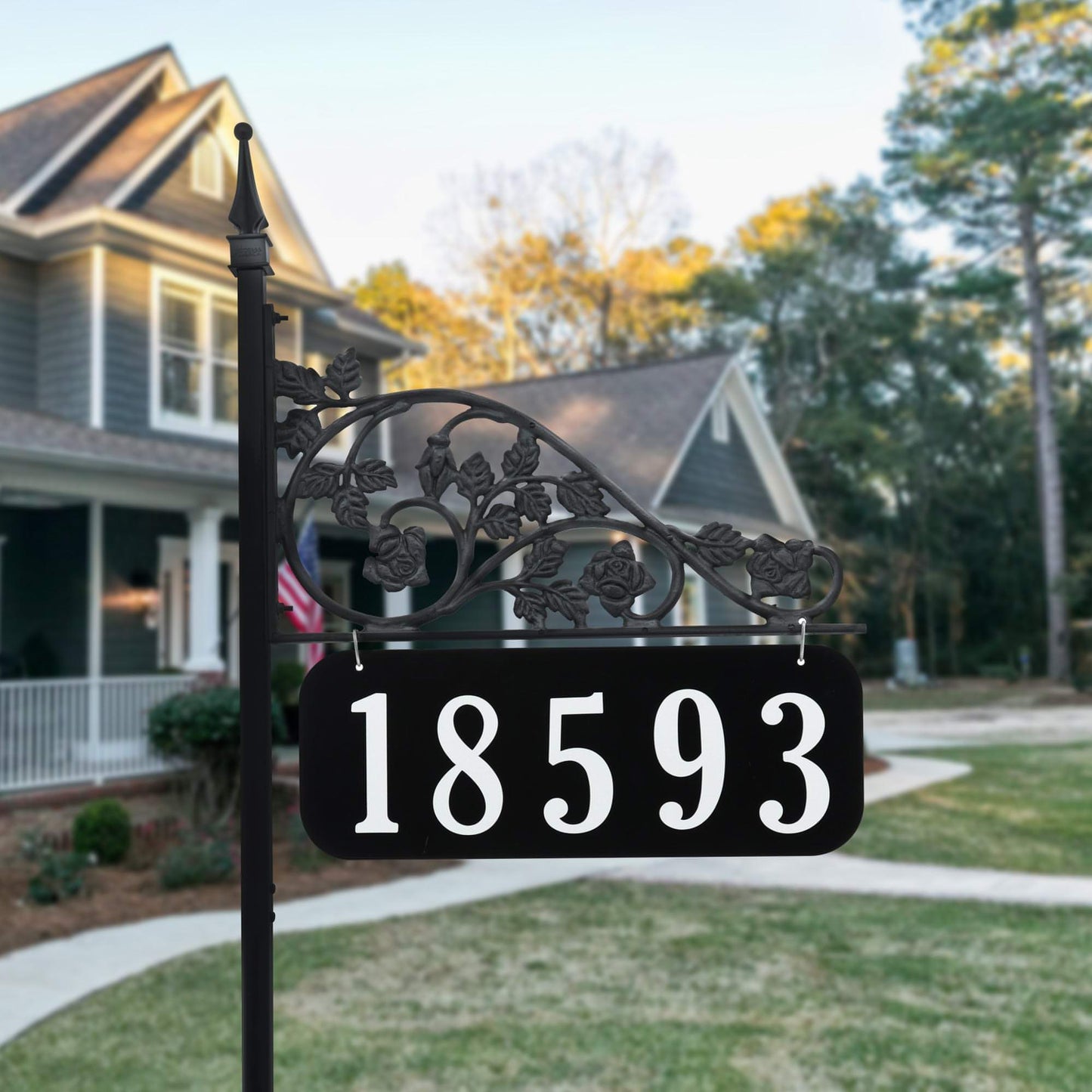 Rose Reflective Address Sign on 47" or 58" Pole