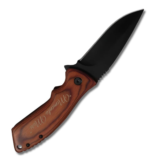 Personalized Engraved Camping Steel Knife Pocket Folding - Memento Mori - Live with Intention, Gratitude, and Purpose