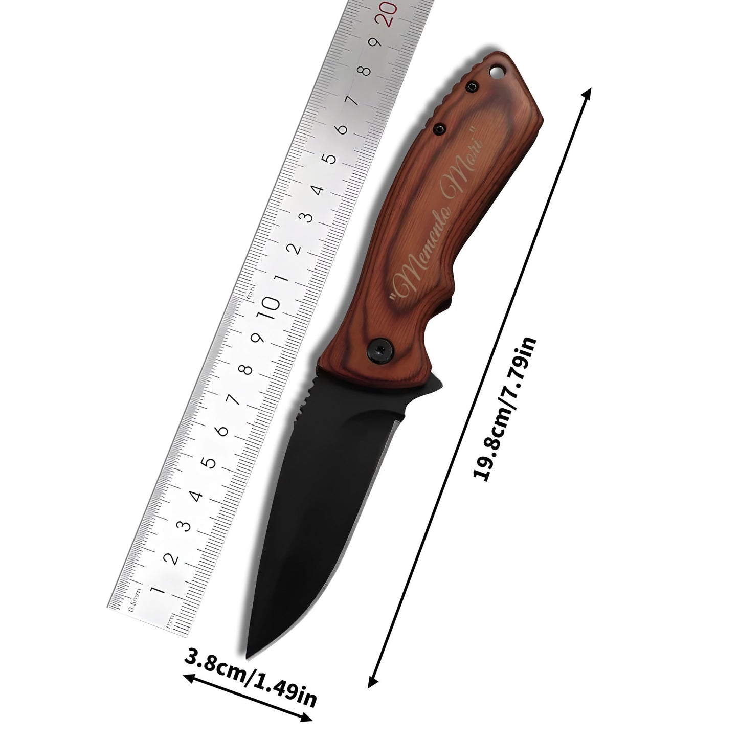 Personalized Engraved Camping Steel Knife Pocket Folding - Memento Mori - Live with Intention, Gratitude, and Purpose