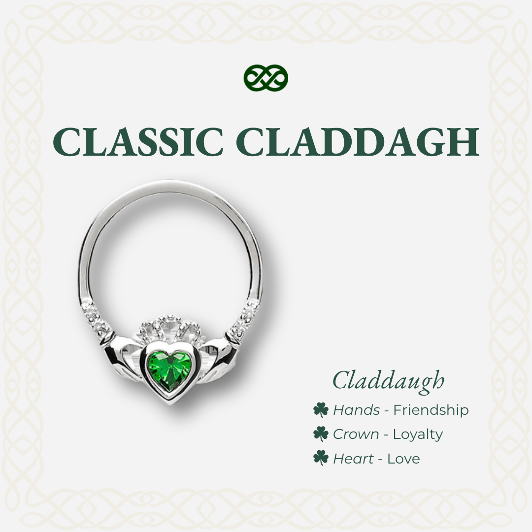 Classic Claddagh™ 18K White Gold Earrings