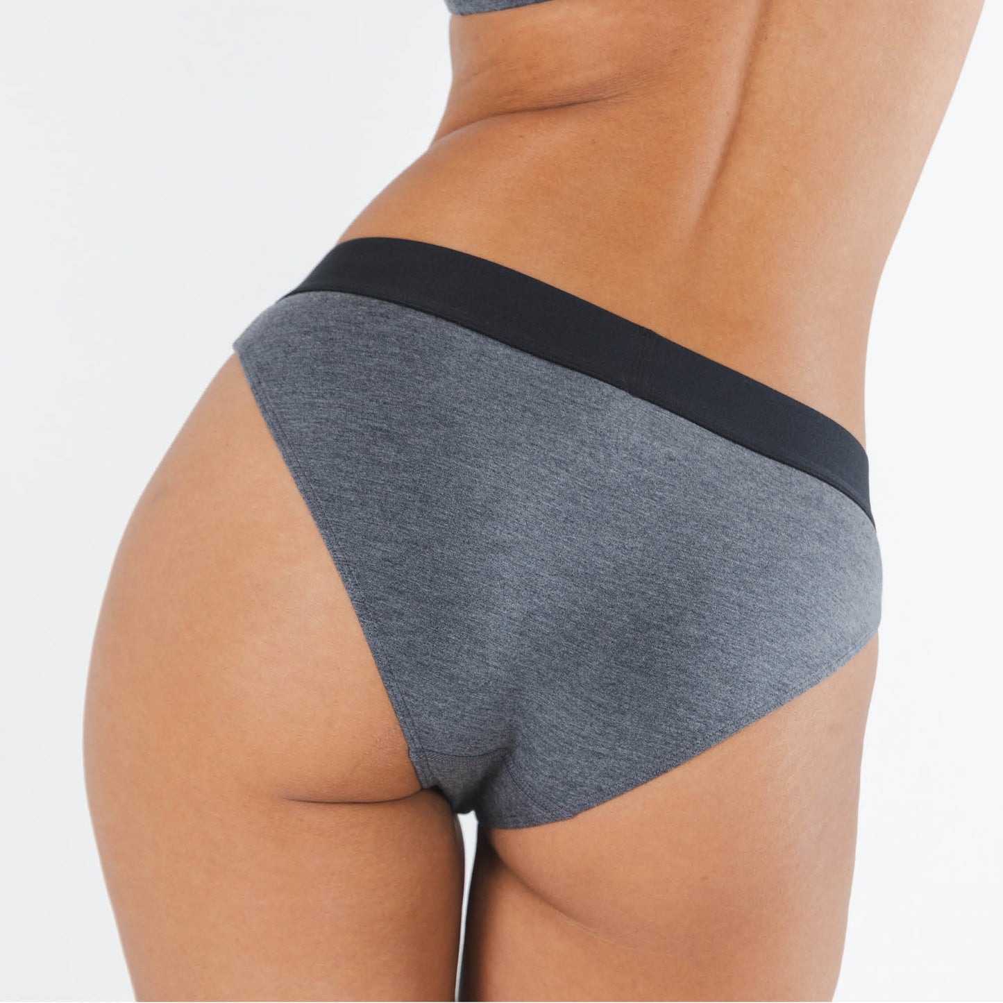 The Basalt | Heather Charcoal Modal Bikini Underwear with Waistband