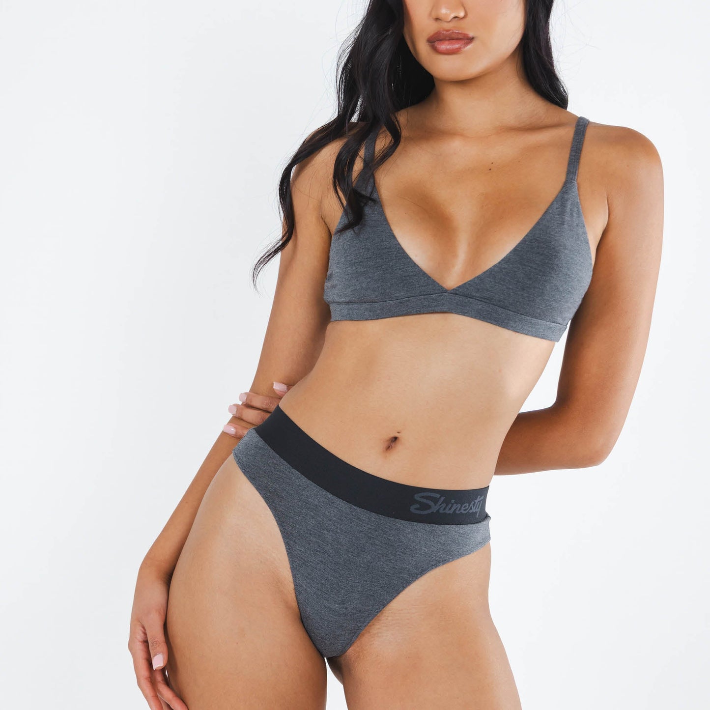 The Basalt | Heather Charcoal Thong Underwear with Waistband