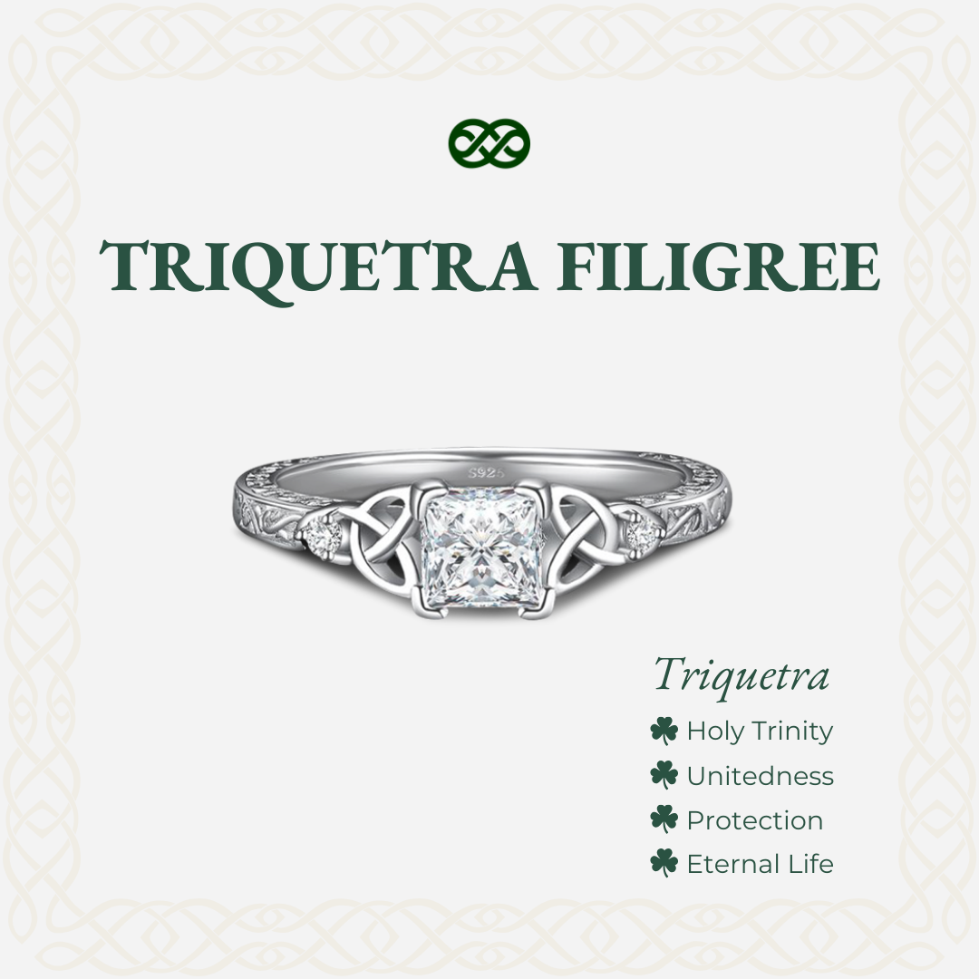 Timeless Triquetra™ 18K White Gold Filigree Ring