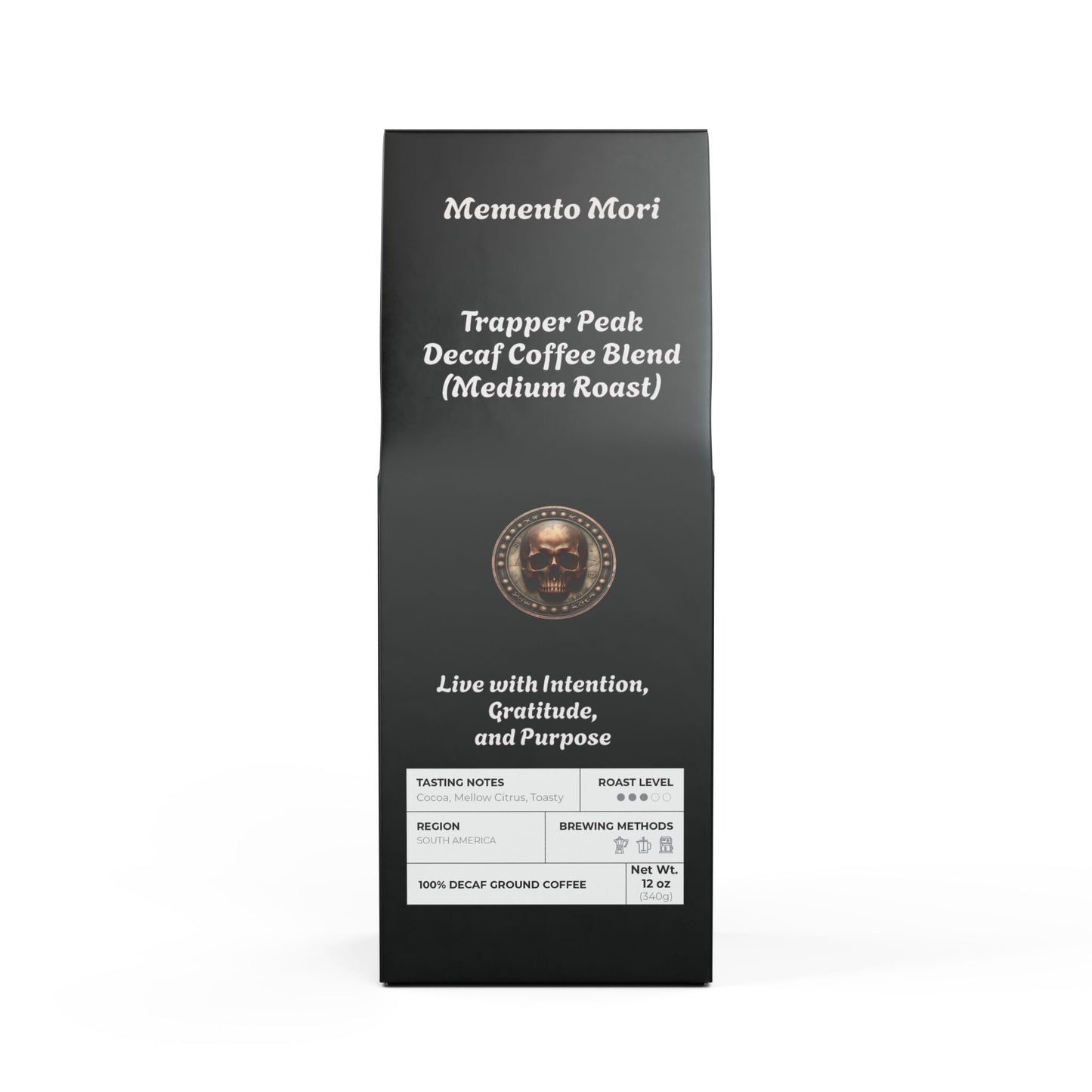 Trapper Peak Decaf Coffee Blend (Medium Roast) - "Memento Mori"