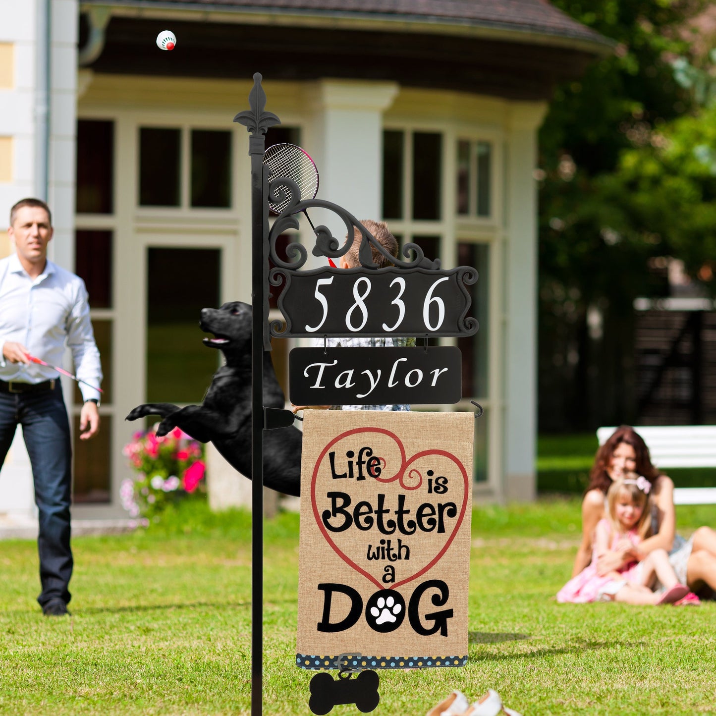 Boardwalk Address Sign With Name Rider And Flag 58" Pole