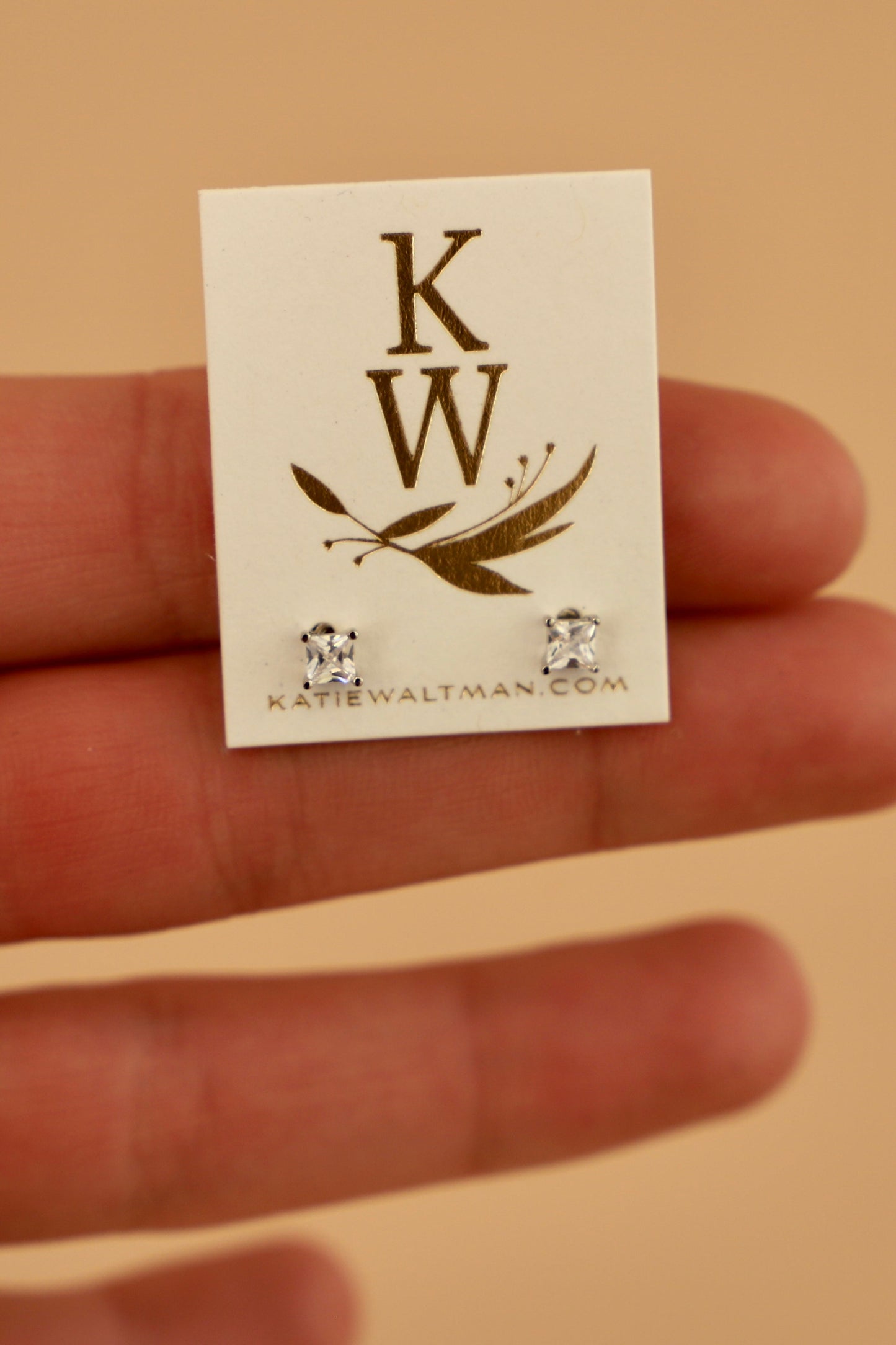 SILVER SQUARE CZ STUD
