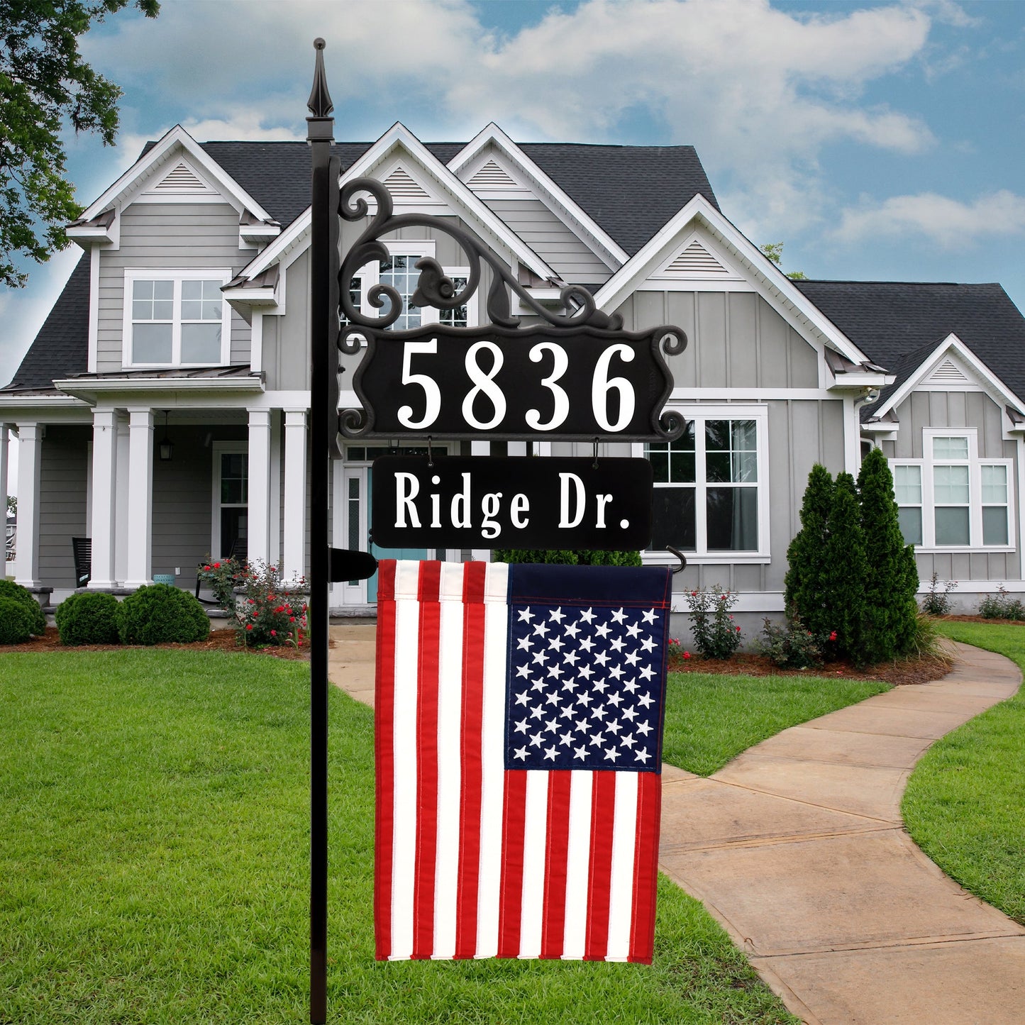 Boardwalk Address Sign With Name Rider And Flag 58" Pole