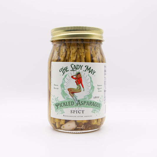 The Lady May Spicy Pickled Asparagus - Small Batch Garlic Jalapeño Asparagus