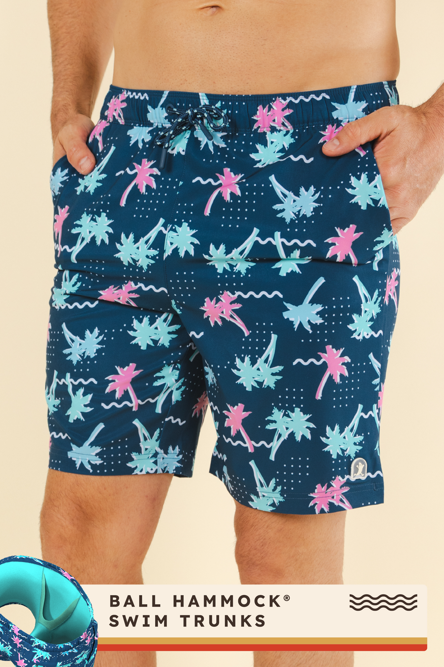 The Shorebreak | Navy Tropical Ball Hammock® Pouch 8" Swim Trunks
