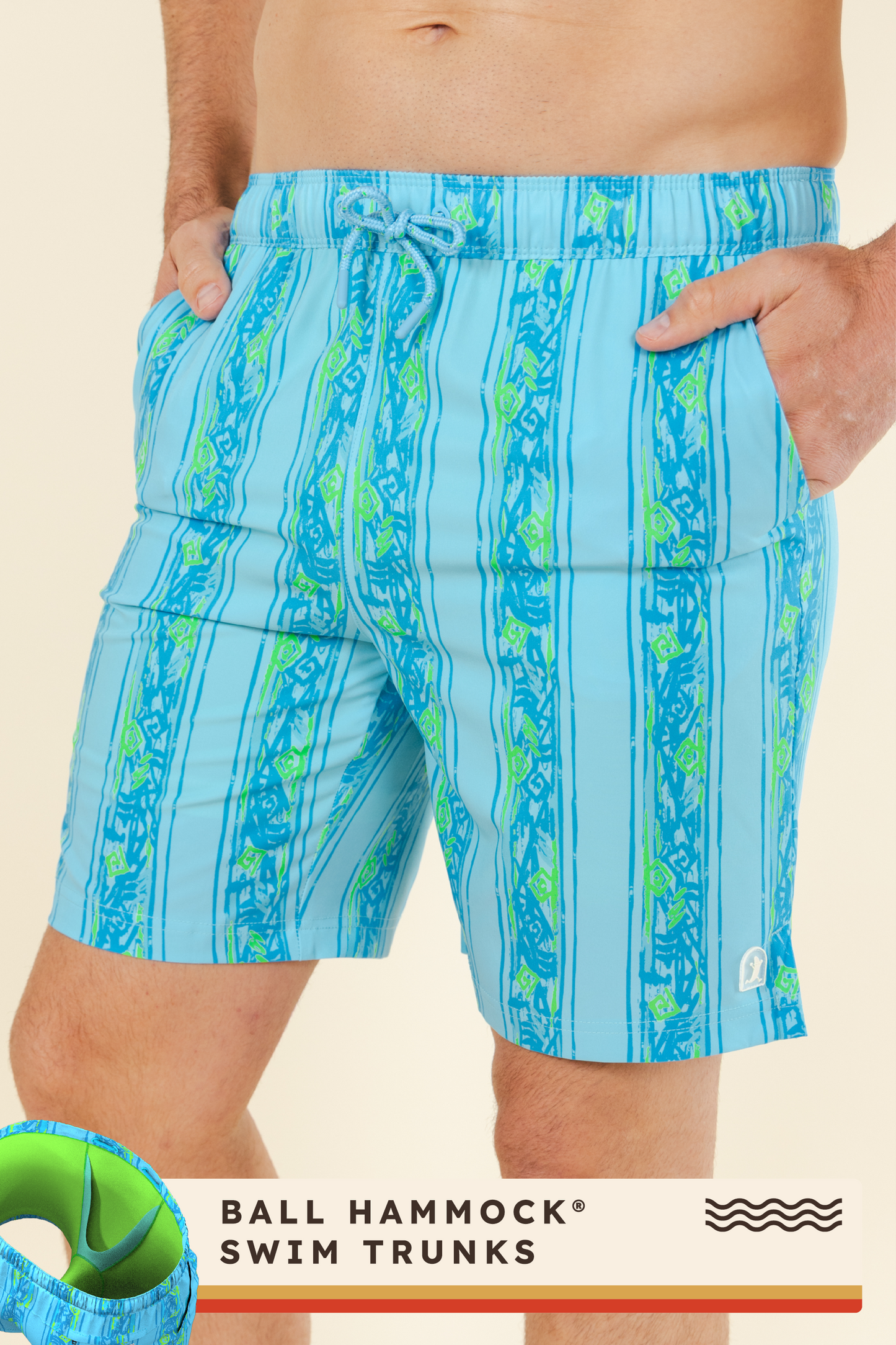 The Conch Shell | Light Blue Retro Ball Hammock® Pouch 8" Swim Trunks