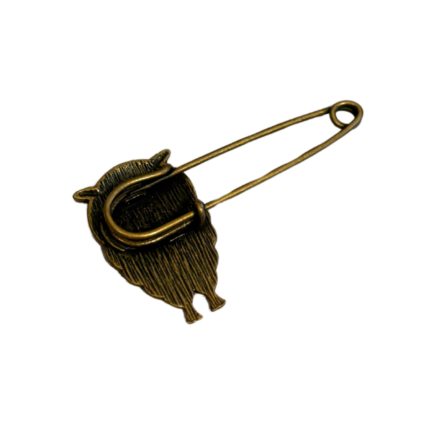 Antique Bronze Owl Safety Pin Brooch | Shawl Pin
