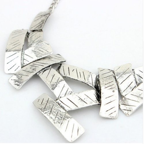 Artisan Carved Style Statement Necklace (Gold or Silver)