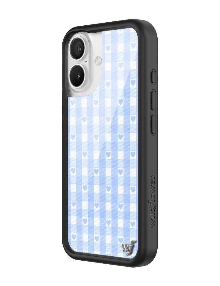 Gingham Hearts | Blue iPhone Case