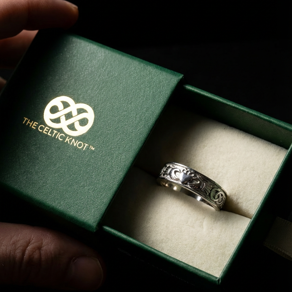 Men's Claddagh Ring | 18K White Gold Band