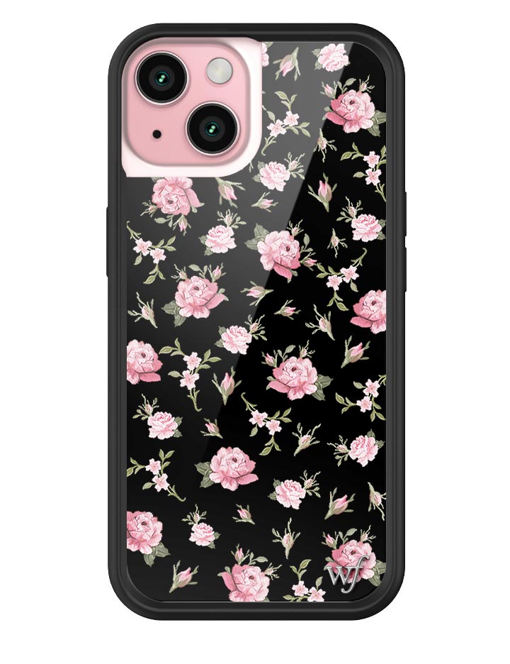 Black and Pink Floral iPhone Case