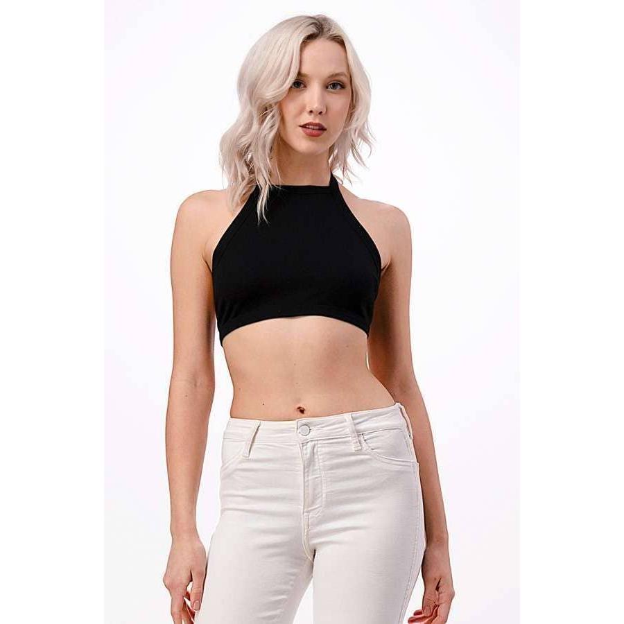 Backless Halter Tie Ribbed Top | Casual Style Cropped Top [Available in Sizes SM-L]