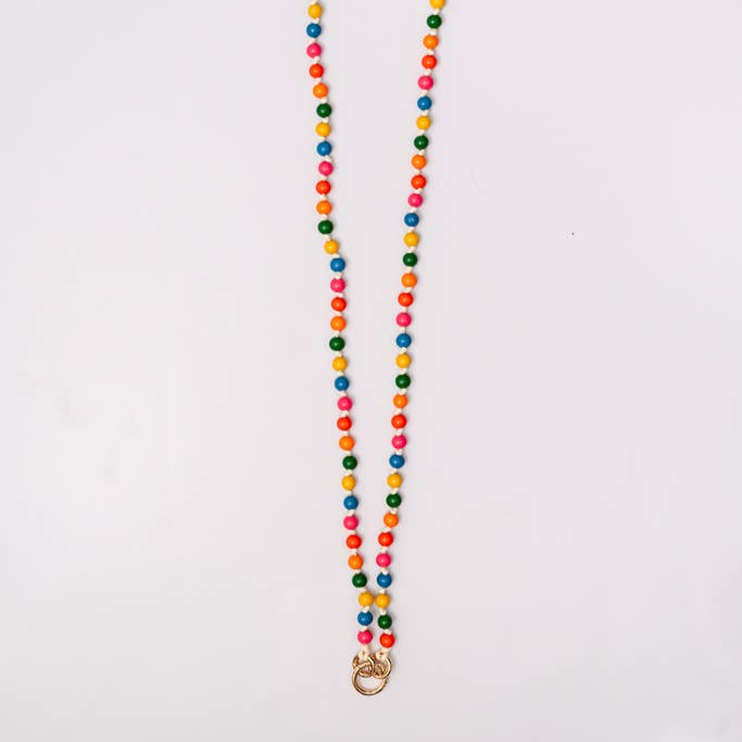 Ban.do Rainbow Wooden Beads Crossbody Phone Lanyard | Pride Smart Phone Accessories | 50"