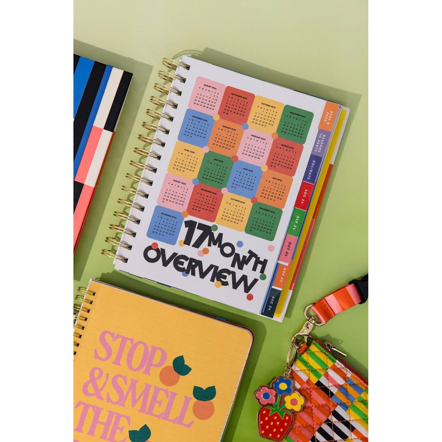 Ban.do Zip ID Lanyard in Black Stripe with Charm | Badge Holder Zippered Pouch with Keychain