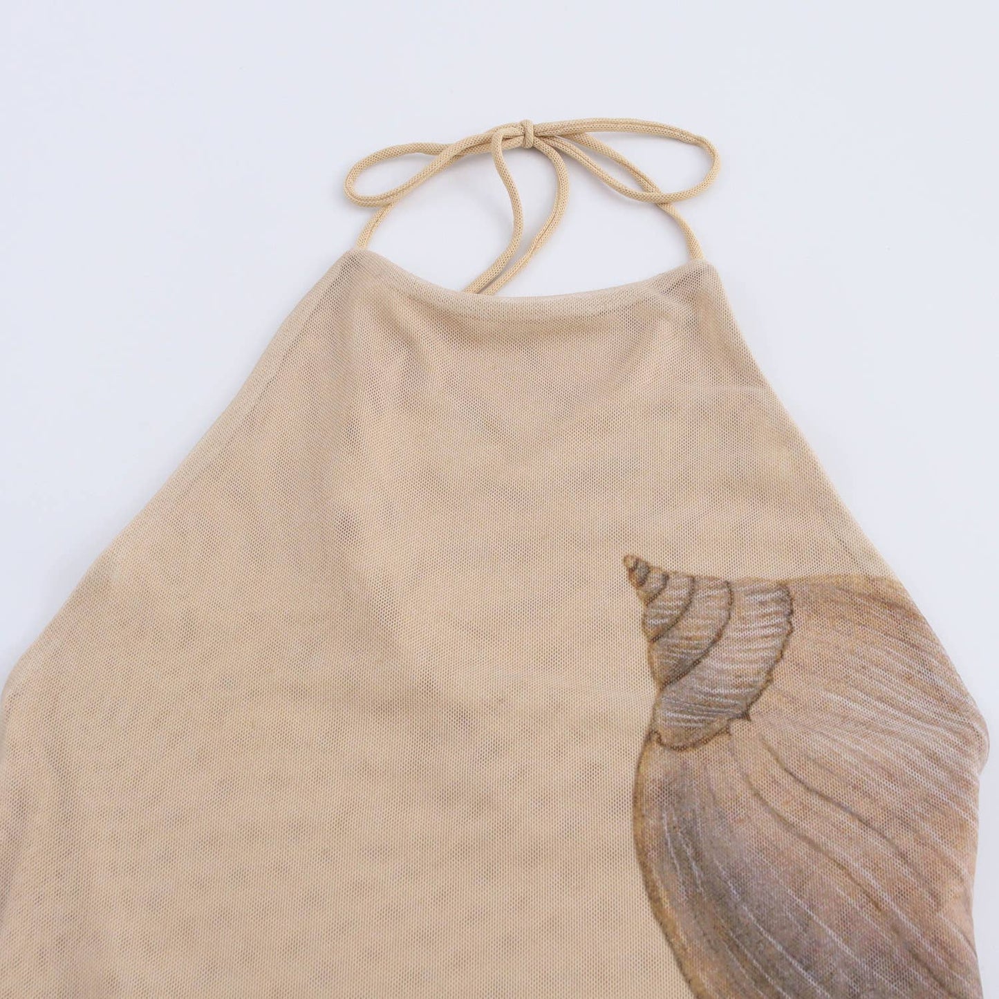 Beach Seashell Print Halterneck Mesh Maxi Dress [Sizes S-L]