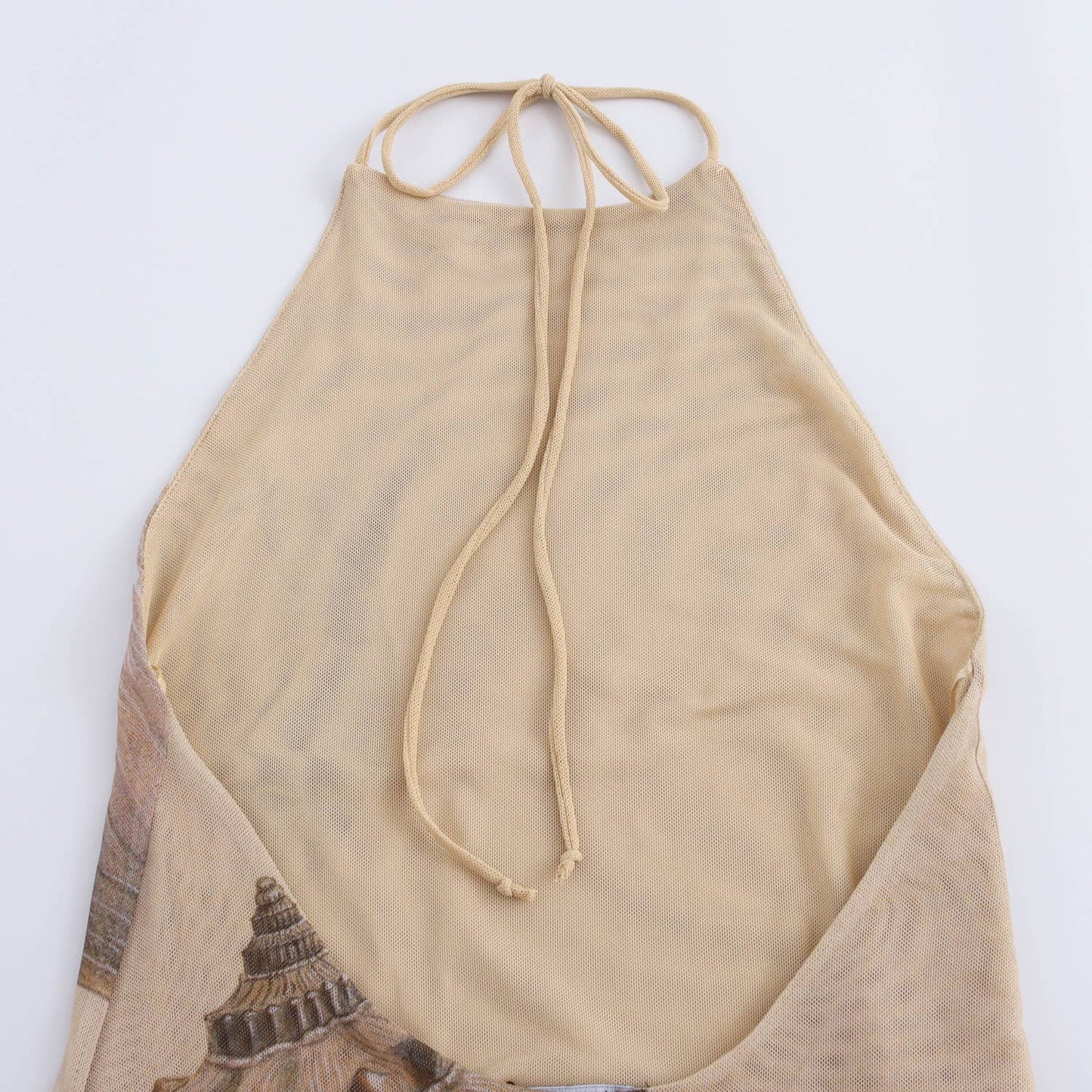 Beach Seashell Print Halterneck Mesh Maxi Dress [Sizes S-L]