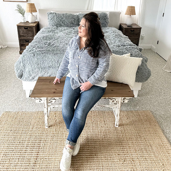 Distressed White Finish Wooden Bench